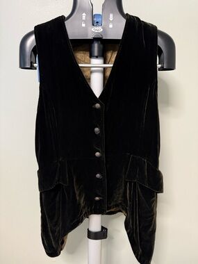 Vintage Velvet Button-Front Women's Vest